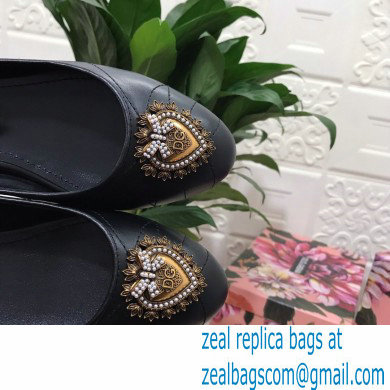 Dolce  &  Gabbana Leather Devotion Flats Slippers Black 2021